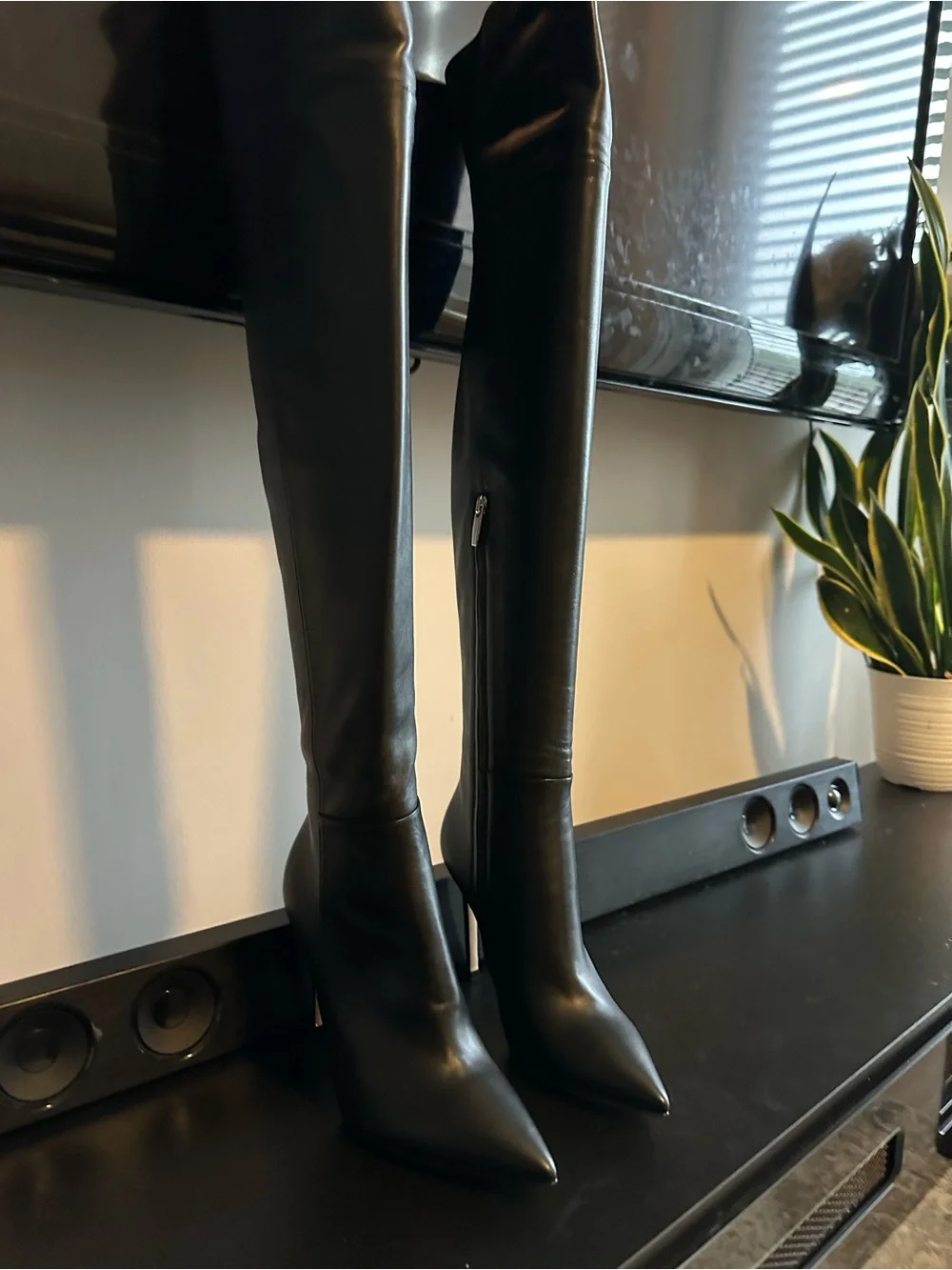 Gianvito Rossi Bea Cuissard Black Leather Over-the-Knee Boots